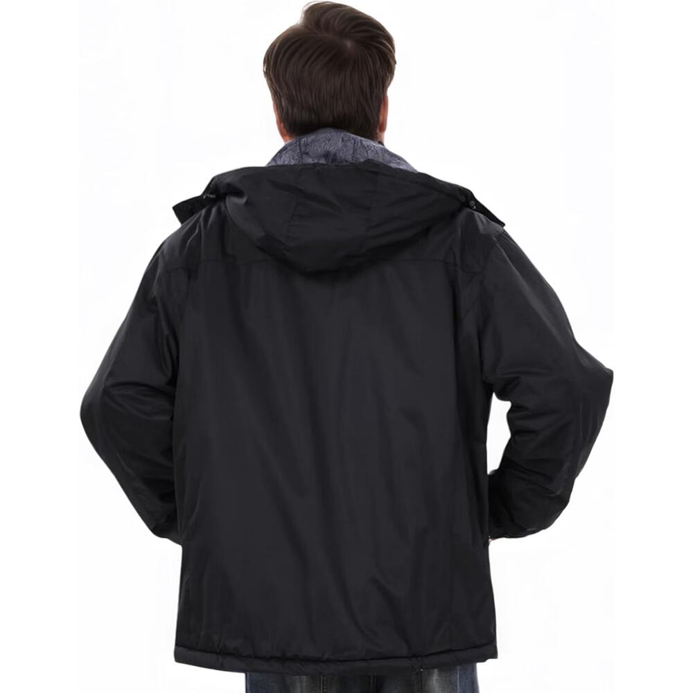 Men's Waterproof Ski Winter Jacket with Detachable Hood, (L), Warm Windproof - Picture 3 of 5